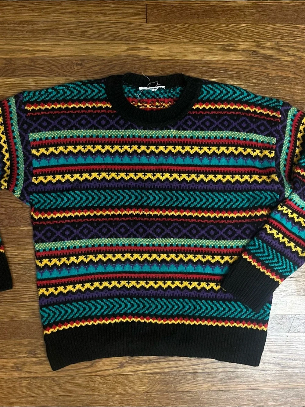 Vtg 90s sweater L XL unisex men’s womens striped Cosby oversized colorful